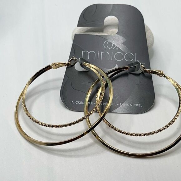 Minicci Gold Double Hoop Oversize  Earrings $16ea / 3 for $25 - Picture 5 of 6